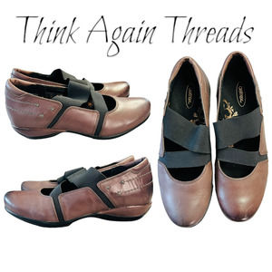 AETREX Womens Julie Mary Jane Brown Leather Round Toe Shoes Size 7.5-8